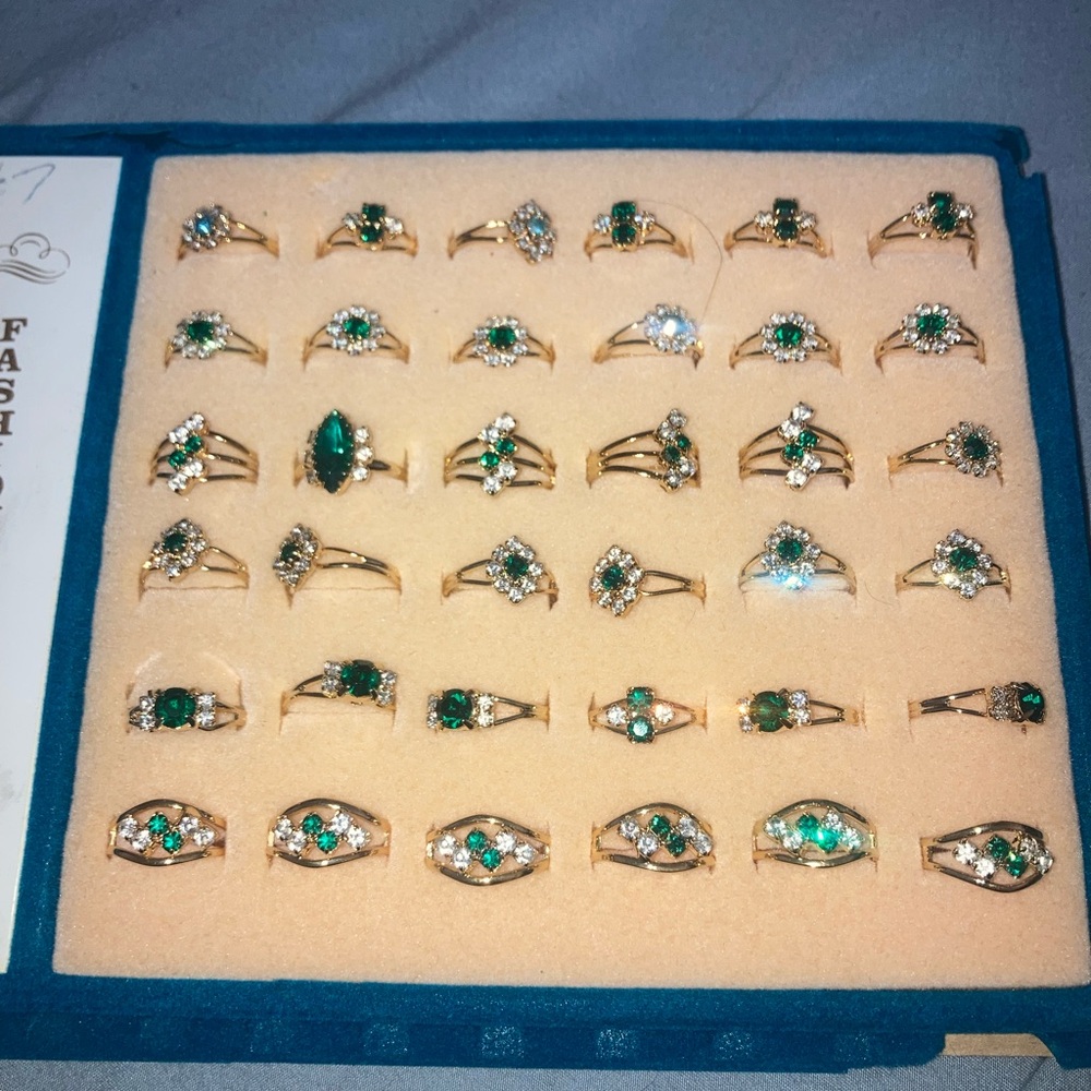 Vintage Adjustable Green Birthstone and Gold Tone Fashion Ring (pick1) - Picture 5 of 5